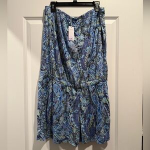 Blue Paisley Romper NWT